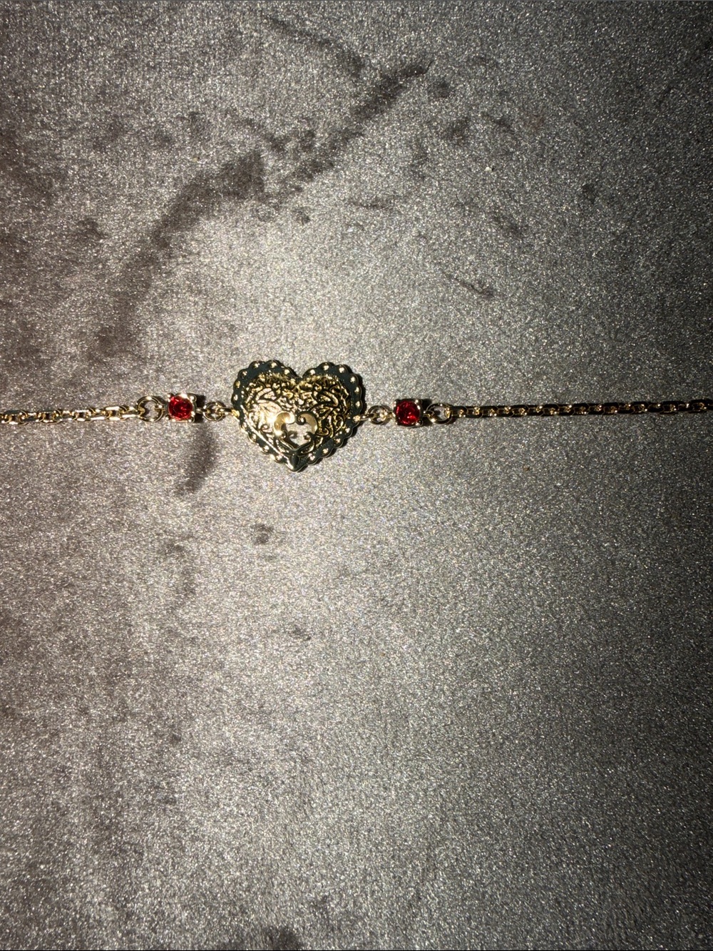 Dior Gold Heart Bracelet Red Stones